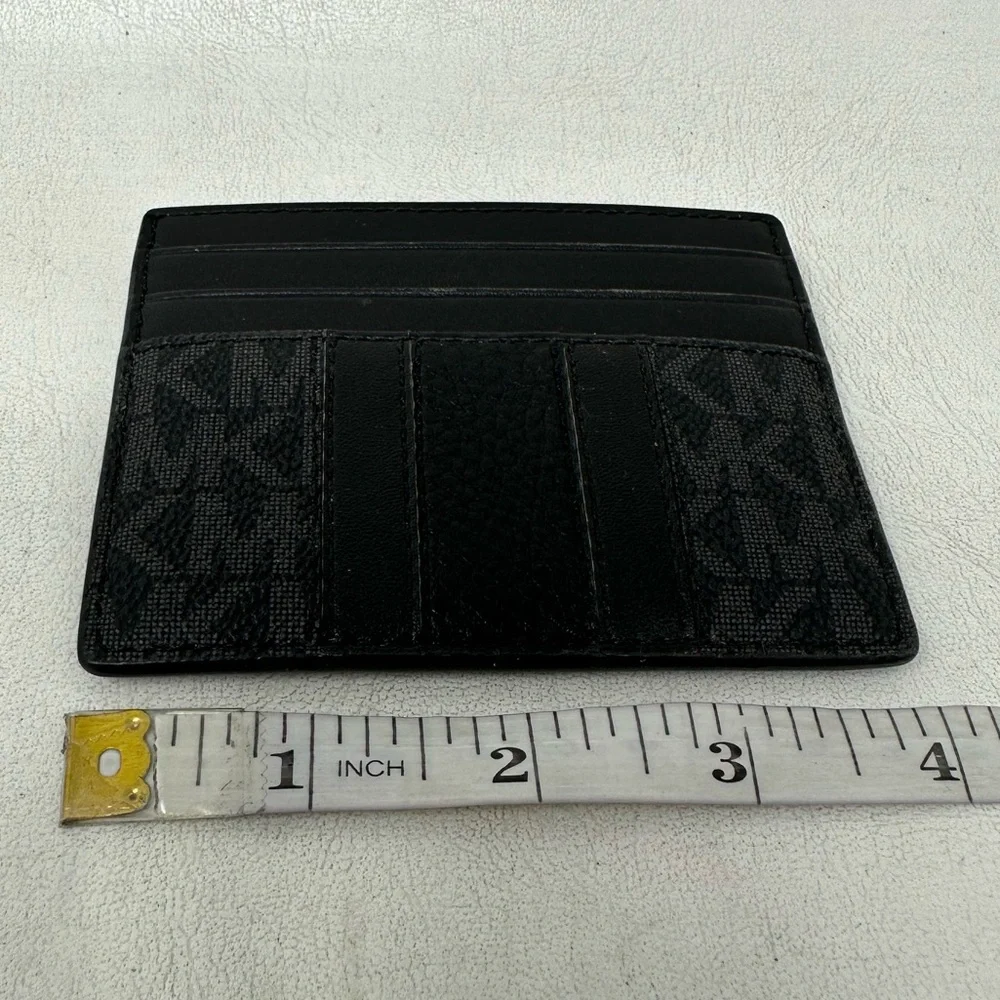 Michael Kors Hudson Logo Stripe Leather Card Case, Men's Size OS - Black